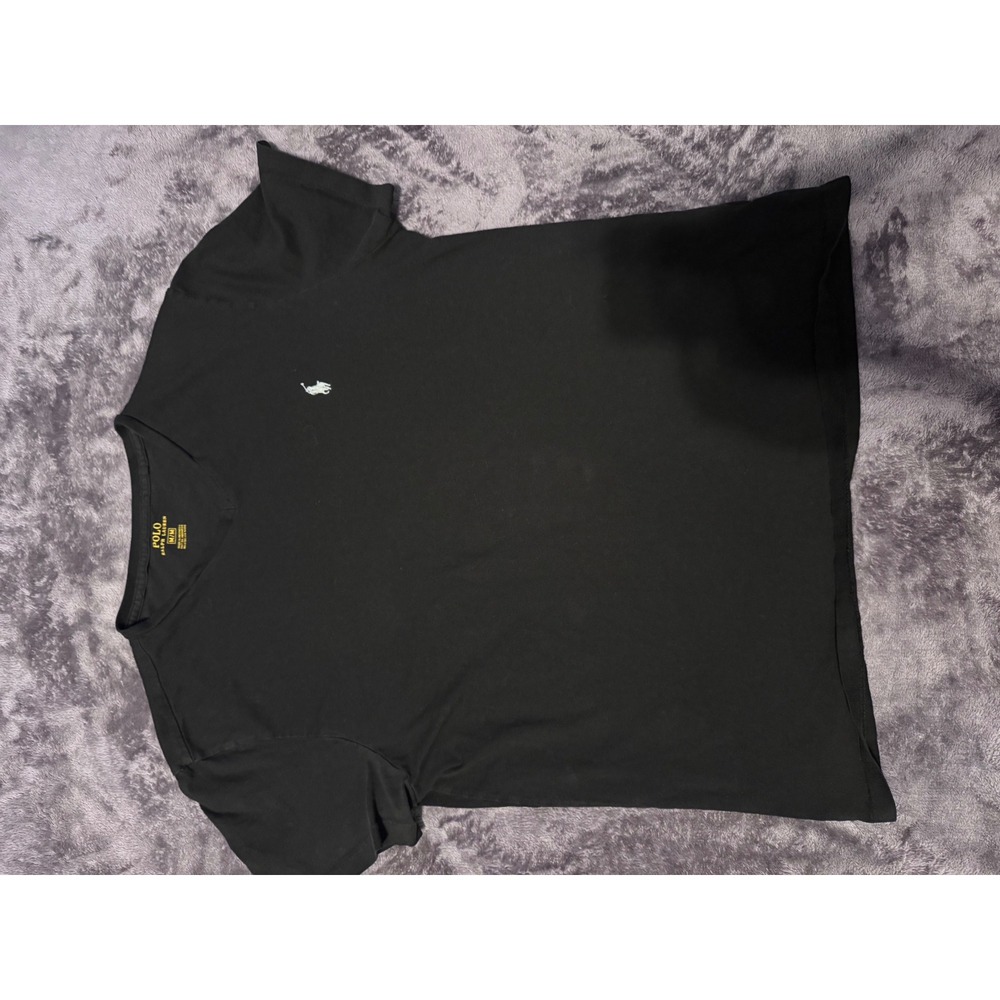 Polo Ralph Lauren Mens V-Neck T-Shirt Black Short Sleeve Pony Logo Size M